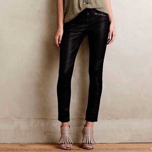 NWT Pilcro and the Letterpress Anthropologie The Stet Faux Leather Moto Pant 25 - Picture 2 of 16